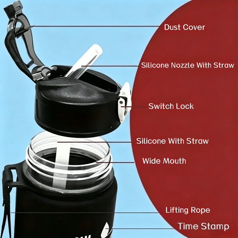 Gourde de sport 750 ml avec paille et repères d’hydratation