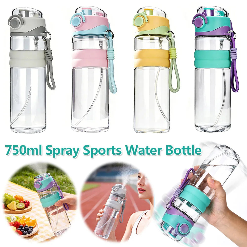 Gourde de sport 750 ml avec paille et fonction spray