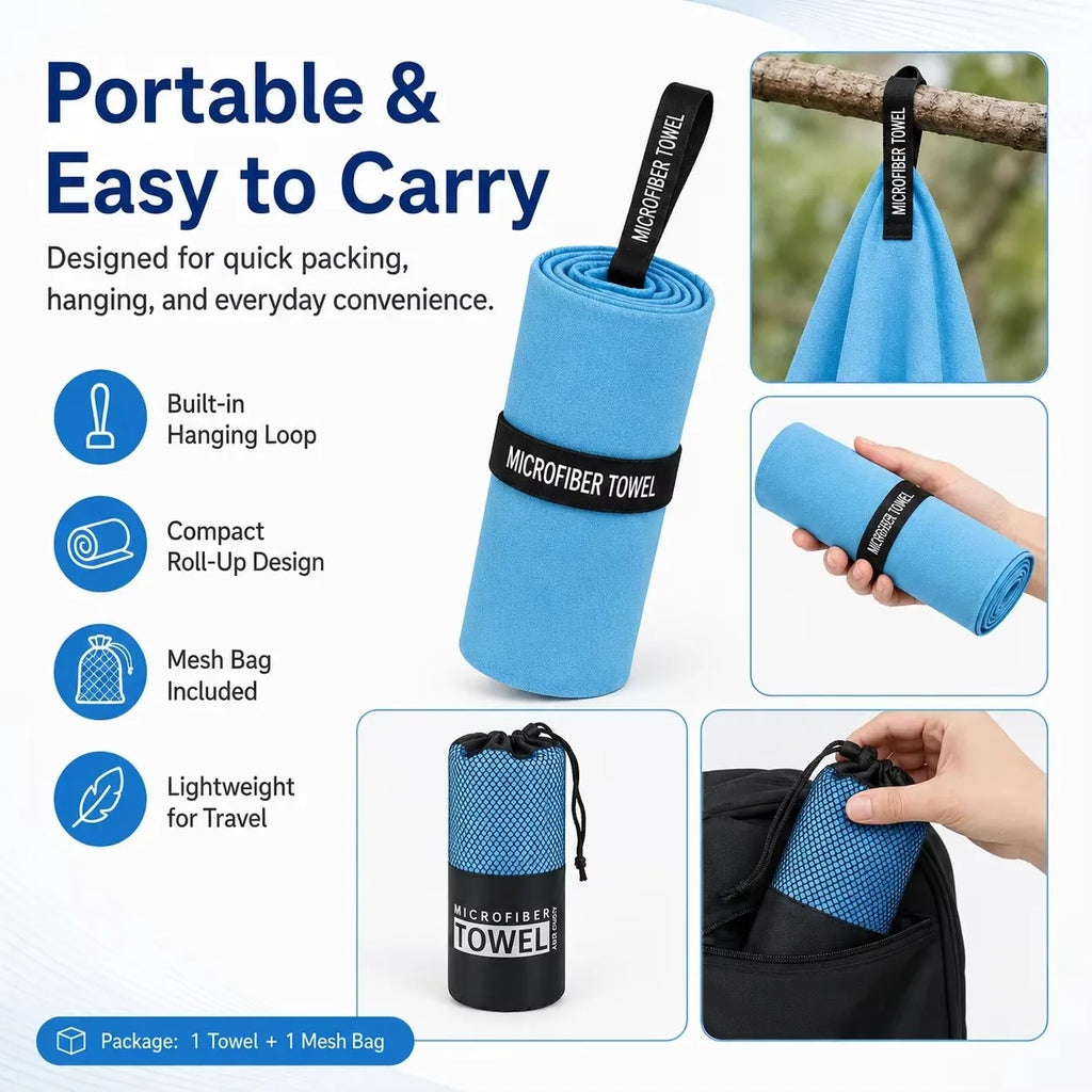 Serviette de sport en microfibre, plusieurs tailles