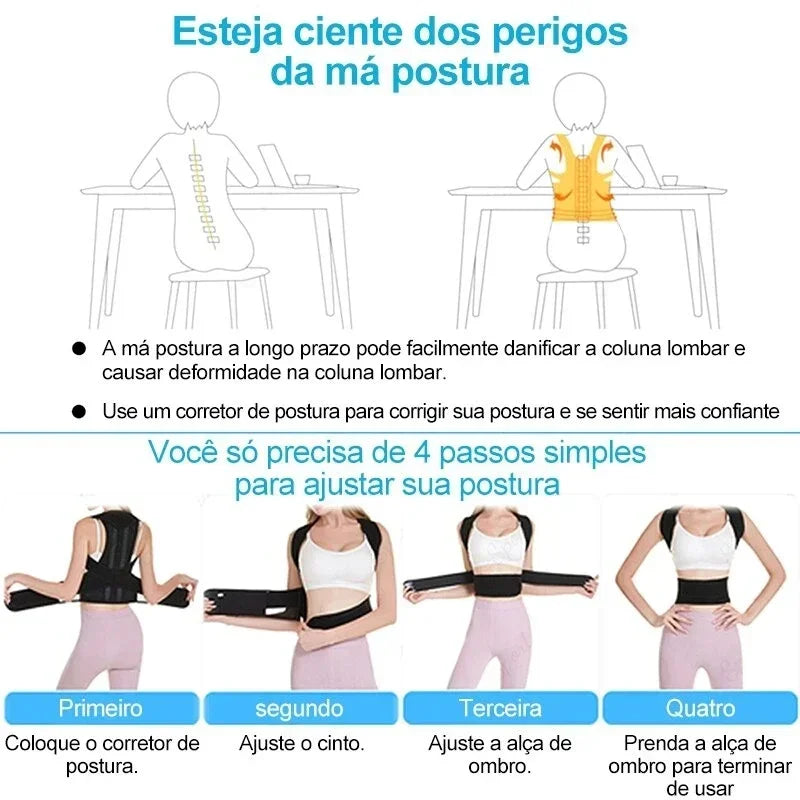 Correcteur de posture réglable avec soutien dorsal